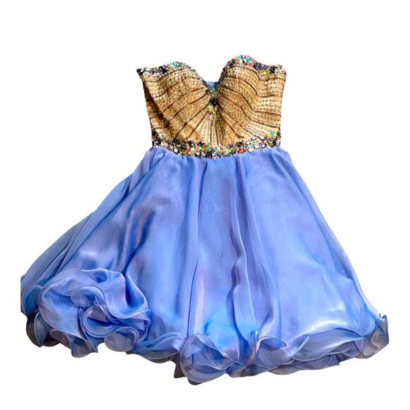 Sherri Hill Dress Womens size 00 Sequin Beaded short mini Ruffle skirt Kai Trump - Picture 1 of 4